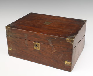 A Victorian mahogany and brass bound writing slope 15cm x 30cm x 22cm (lock missing) 