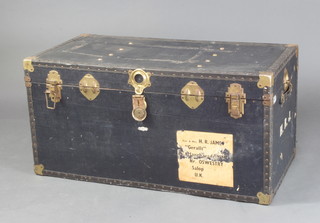 A cabin trunk with hinged lid 50cm h x 100cm w x 52cm d 