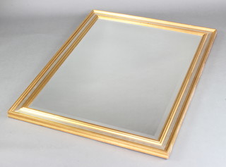 A rectangular bevelled plate wall in a decorative gilt frame 119cm  x 91cm 