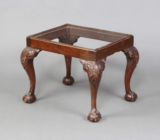 A rectangular Georgian style carved mahogany stool raised on cabriole supports 45cm h x 54cm w x 42cm (no seat) 