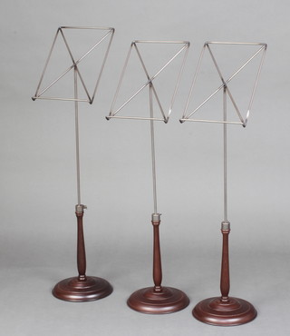 3 turned wooden and metal adjustable music stands 33cm x 20cm 