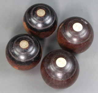 Two pairs of lignum vitae bowling woods 