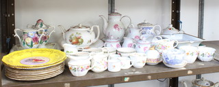 A part Limoges red and white patterned coffee service, various decorative jugs etc 