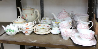A Continental floral patterned teapot and sucrier and a part Johnson Bros. Rose Bouquet tea service and  a small collection of decorative ceramics 