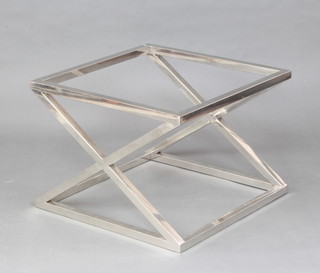 Mid Century, an Eichholtz chromium plated X framed table base 47cm x 65cm x 65cm (no top)  