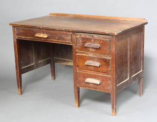 A mahogany desk with raised back fitted 4 drawers 79cm h x  123cm w x 67cm d