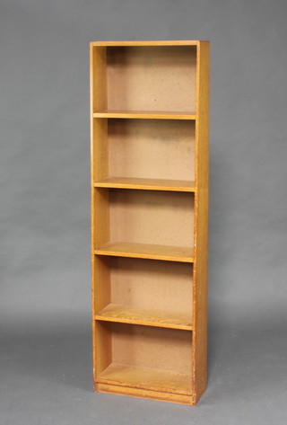 A light oak 5 tier bookcase 150cm h x 45cm w x 15cm d 