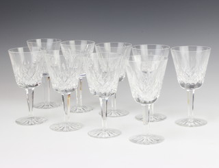 Nine Waterford Crystal wine glasss