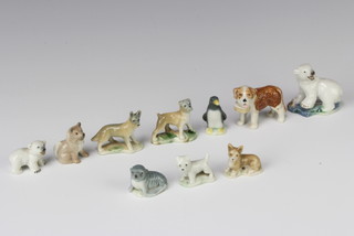 A Wade polar bear 4.5cm and 4 other polar animals and a Wade St Bernard Dog 4cm and 4 others 