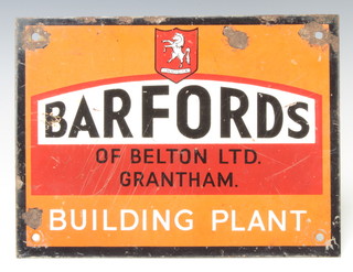 A rectangular enamelled sign for Bradfords of Belton Ltd Grantham Building Plant 23cm x 31cm 