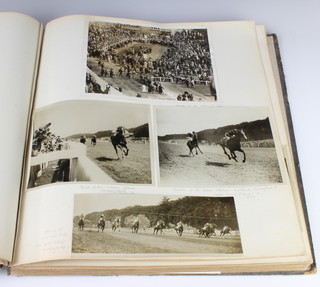 Of horse racing interest, an album containing 138 black and white photographs of Goodwood Racecourse during the 1920's including Goodwood Plate, Ham Stakes, Goodwood Cup, Western Wave winning the Stewards Cup in 1920 and other photographs of the Stewards Cup, The Sussex Stakes, King Georges Stakes, Goodwood Stakes, scenes of the paddock, aerial photographs,  The Trundle, etc, together with a further 36 photographs of trees and paths within the Goodwood estate 