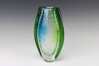 A 1960's stylish Studio Glass vase with bubble decoration 32cm