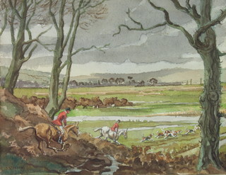 Geoffrey Sparrow (1887 - 1969) watercolour signed and inscribed in pencil, "Running Brooks at Amberley" 23cm x 29cm 