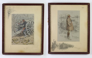 Snaffles (Charles Johnson Payne) (1884-1967), print, "The Gunner" 29cm x 20cm and ditto "Le 75" 29cm x 20cm 