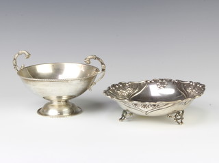 A Continental 925 standard 2 handled bowl and a ditto repousse dish 273 grams 