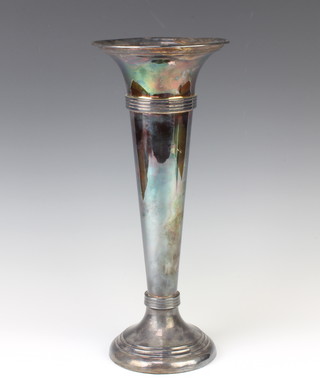 An Edwardian style silver tapered posy vase 35cm 
