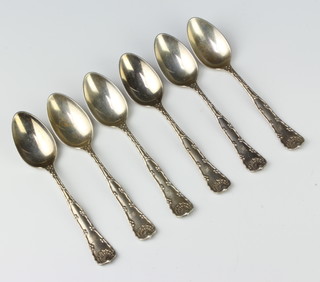 Six sterling silver Tiffany dessert spoons, 226 grams