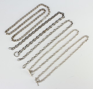 Five silver necklaces 175 grams 
