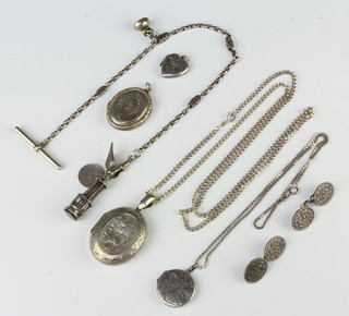 A silver locket and minor silver jewellery, 81 grams 