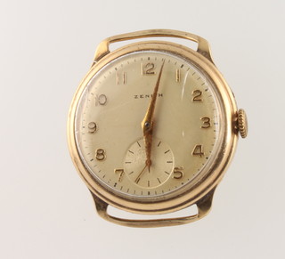 A gentleman's 9ct yellow gold wristwatch, the dial inscribed Zenith with seconds at 6 o'clock, contained in a 9ct yellow gold 30mm case  