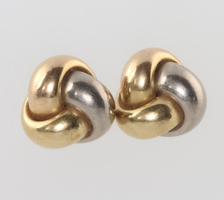 A pair of 18ct yellow gold twist earrings, 4 grams 