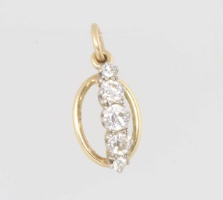 A 9ct yellow gold diamond set pendant, approx. 0.15ct, 13mm together with a loose diamond approx. 0.10ct 