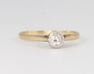 An 18ct yellow gold single stone diamond ring, approx. 0.25ct, 1.9 grams, size M 