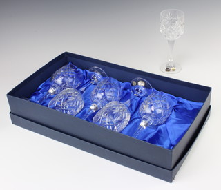 A boxed set of 6 Bohemian hock wine glasses 