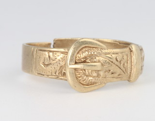 A 9ct yellow gold buckle ring 3.8 grams (cut) 