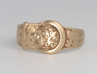 A 9ct yellow gold buckle ring, size U, 3.4 grams