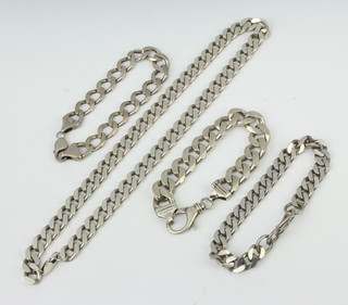 A silver necklace and 3 bracelets 250 grams