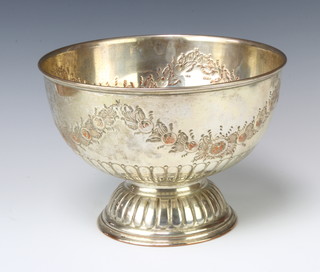 A silver plated repousse rose bowl and minor plated items