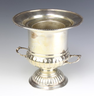 A silver plated 2 handled champagne cooler of classical shape, 24cm 