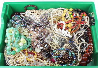 A quantity of Victorian and later costume jewellery including necklaces 