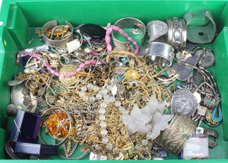 A quantity of Victorian and later costume jewellery including bangles 