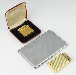 A lady's Colibri cigarette lighter, 1 other and a chromium cigarette case 