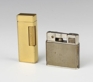 A gentleman's gold plated engine turned Dunhill cigarette lighter and a plated cigarette lighter 
