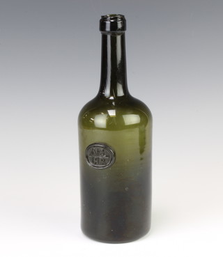 An 18th Century style green glass seal bottle 26cm 