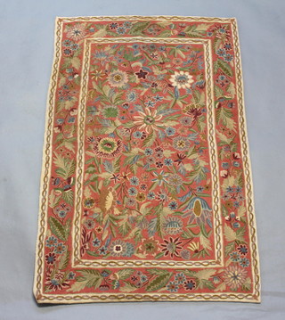 A Kashmiri floral stitched panel 140cm x 89cm 