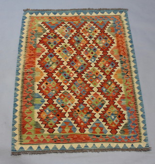 A Kilim multicoloured rug with all over geometric design 145cm x 107cm 