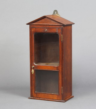 A Victorian sentry box style mahogany display cabinet enclosed by a glazed panelled door 67cm h x 34cm w x 20cm d 