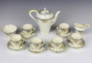 A Lawleys Tuscan china coffee set comprising coffee pot, cream jug, sugar bowl, 6 coffee cups and saucers 
