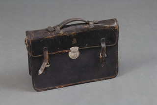 An Elizabeth II black leather Civil Service issue briefcase, interior marked Telegraphs PI 29cm x 41cm x 10cm 