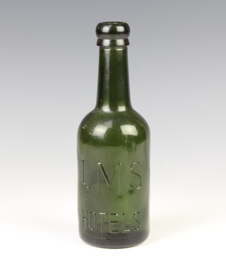 Of railway interest, a green glass club shaped bottle impressed LMS Hotels  