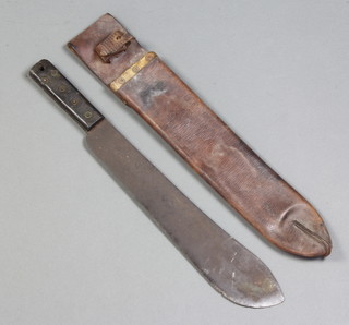 A WWII military issue machete with 37cm blade marked J J B 1944 and with crows foot mark  complete with scabbard 