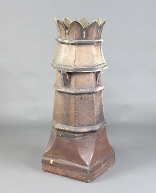 A Victorian salt glazed chimney pot 97cm h x 34cm diam. 