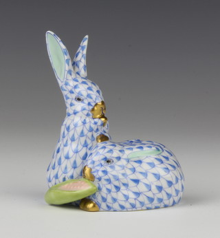 A Herend figure group of 2 rabbits 9cm 