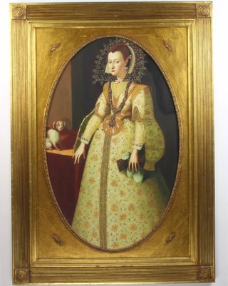 20th Century oil on canvas, study of Queen Elizabeth I, 82cm x 52cm 