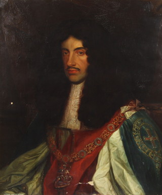 B Selous, oil on canvas signed, portrait of King Charles II after J M Wright, 75cm x 62cm 
