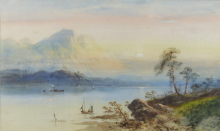Edwin Earp (1851-1945), watercolour signed, a loch scene with steamer and boats 28cm x 45cm 